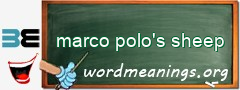 WordMeaning blackboard for marco polo's sheep